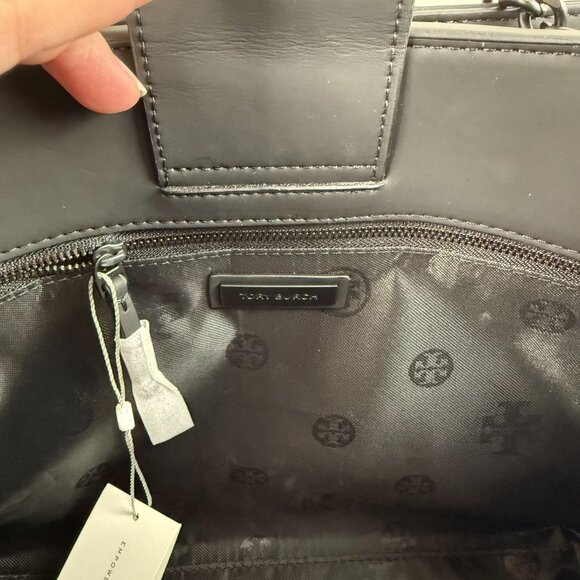 NWT Tory Burch Black Matte Quilted Tote Bag Authentic - Picture 10 of 11